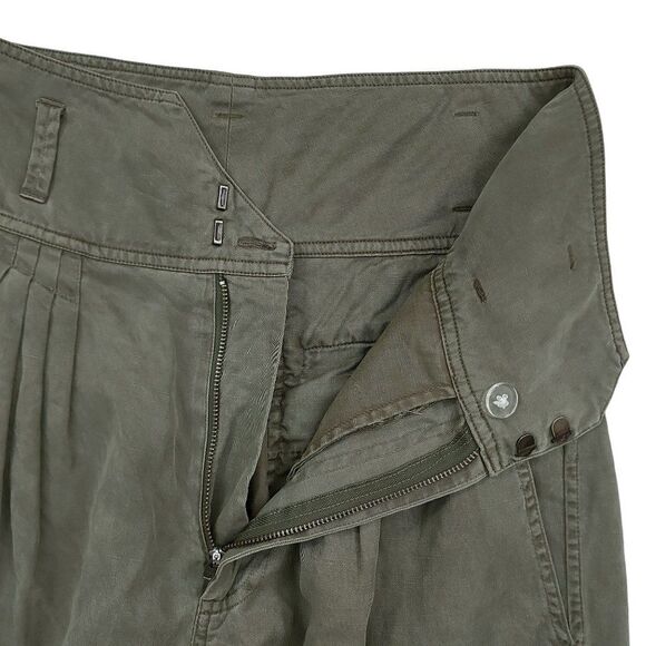 Frame Harem Pants Womens Medium Green Pleated High Rise Tapered Ankle Zip - Picture 6 of 12